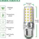 LED Corn Light Bulb E26/E27 Base 80W Equivalent 900 Lumen 4000K Natural White 7W Non-dimmable LED Corn Bulbs Pack of 4