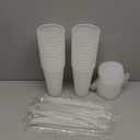 24 oz Plastic Cups With Lids and Straws, Sturdy & Food-Safe Iced Coffee Cups With Lid, Plastic Tumbler Reusable, Drinking Cups for Cold Drinks, Milkshakes, Smoothies - White(24 Sets) (EXP 02/04/26)