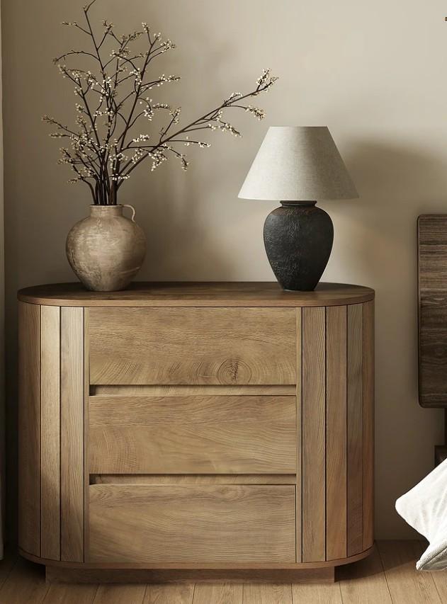 Oversized Wood Nightstand, Night Stand with 3 Drawers, End Table Modern Dresser for Living Room, Bedroom, Entryway