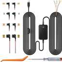 Dash Cam Acc Multi-Size Hardwire Kit with Voltage Indicator for Dash Camera 9.8Ft, Red: Acc Power, Yellow:Constant Power