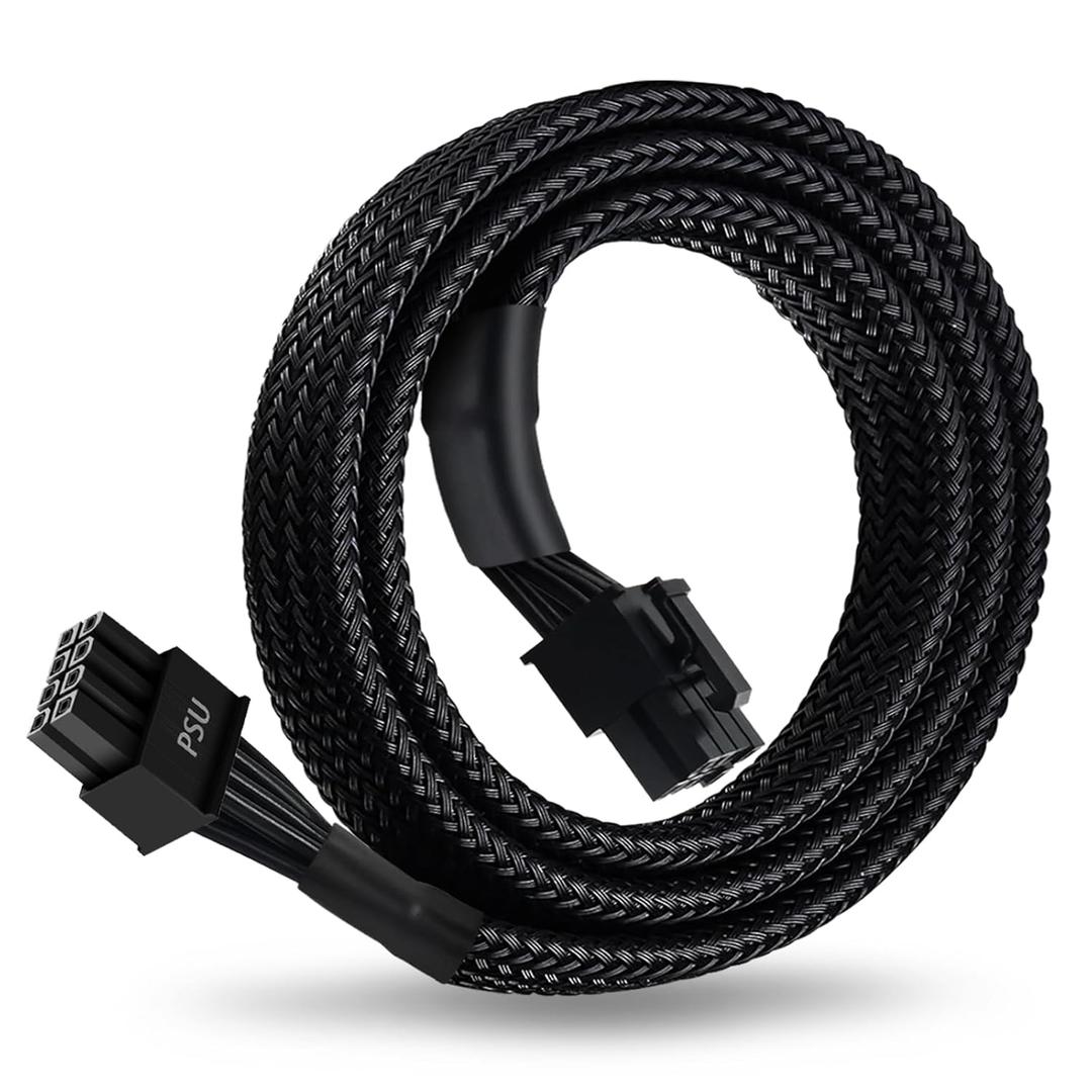 8 Pin PCIe Cable for EVGA Power Supply, PCIe 8 Pin Male to (6+2) Male PCI Express Power Adapter Sleeved 25-inch (63cm)