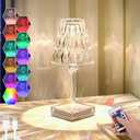 Crystal Table Lamp, 16 Color Changing Touch Crystal Rose Lamp with Remote, Rechargeable LED Diamond Romantic Night Light, Small Acrylic Cordless Table Lamp for Bedrooms Party Dinner Bar Decor Lights
