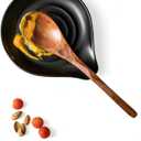 LAUCHUH Spoon Rest for Stove Top, 5 inch Cooking Spoon Holder for Kitchen Countertop Ceramic Ladle Holder for Spatula, Spoons or Tong, Heat-Resistant, Farmhouse Kitchen Decor, Black