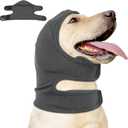 Nanaki Calming Hoodie Dog Ear Covers-No Shake Hematomas Ear Wraps for Dogs, Adjustable Head Wrap Muffs Noise Cancelling Protector, Anxiety Relief, Fireworks & Grooming Bathing, 4th of July, Vet Visit (L(Neck Girth: 15.7inch), Grey)