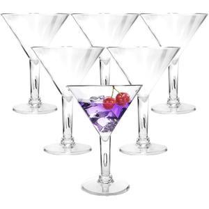 6PC Acrylic Martini Glasses, 7oz Plastic Martini Glasses Made of Shatterproof Plastic,Unbreakable and Perfect for Poolside, Outdoors, Camping, and More Use, Reusable Cocktail Glasses, Crystal Clear