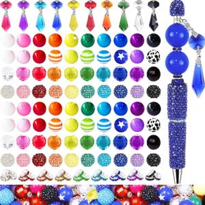 315Pcs 20mm Beads for Pens Making with Rondelle Spacer Beads Mixed Acrylic Focal Bubblegum Bead Crystal Round Sparkly Chunky Bead for Pens Beadable Necklace Keychain DIY Craft Jewelry Making Supplies