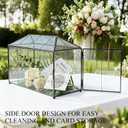 Glass Card Box with Slot, Large Black Clear Card Box for Wedding Receptions - Home Birthdays Party Geometric Decorative, 12.59" x 5.9" x 9.05"