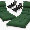 2 Pack 76 x 22 x 4.7" Waterproof Chaise Lounge Chair Cushion Outdoor Green