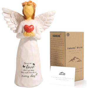 Kohehe Sympathy Gifts for Loss of Loved One, 5.12" Heart Angel Figurine Memorial Gift for Loss of Baby Mom Dad Grandma,Thoughtful Comforting Gifts for Funerals,Memorials, Anniversaries of Loss