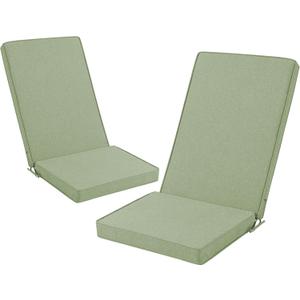 Adirondack Chair Cushions Set of 2 - Removable Covers, Water-Repellent & Fade-Resistant Faux Linen, Securing Straps, Non-Slip Bottom, Fit for Most Outdoor Adirondack & Rocking Chairs - Sage Green
