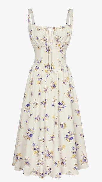 Scarlet Darkness Floral Printed Corset Dress Ruched Bust Cami Dress Flowy Sundress S