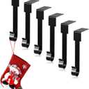 2 x Christmas Stocking Holders Mantel Hook Hangers Fireplace Hooks Hanger Christmas Stocking Hook Fireplace Hanger Grip for Christmas Party Decorations (Black)