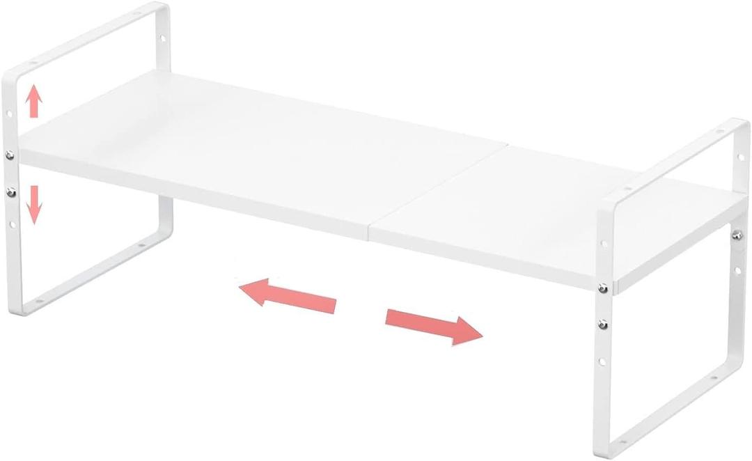 Jojocross Expandable Stackable Spice Rack Cabinet Shelf Organizer in Cabinets Shelves Kitchen Cupboard Organization Stack up Racks Pantry Countertop Storage Large/White 1 Pack