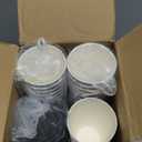 Lamosi 50 Pack 16 oz Insulated Disposable Coffee Cups with Lids, To Go Paper Coffee Cups with Lids, Corrugated Ripple Wall Cup for Hot Drink, Office, Coffee Bar (Gray)