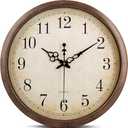 Bernhard Products Vintage Brown Wall Clock Silent Non Ticking 16 Inch Extra Large Quality Quartz Battery Operated Round Decorative Easy to Read for Home Kitchen Living/Dining Room Bedroom Office