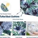 Outdoor Seat Chair Cushions, Tufted Back Patio Furniture Cushions Set of 2, Water Repellent Wicker Replacement for Home Garden Chairs, 42x21x4 Inch, Blue Salmone Tropical