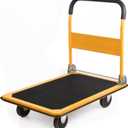 LEADALLWAY Platform Truck Large Size 880lbs Foldable Push Cart 35.8x24x34.3inches Yellow (Yellow 880lbs)