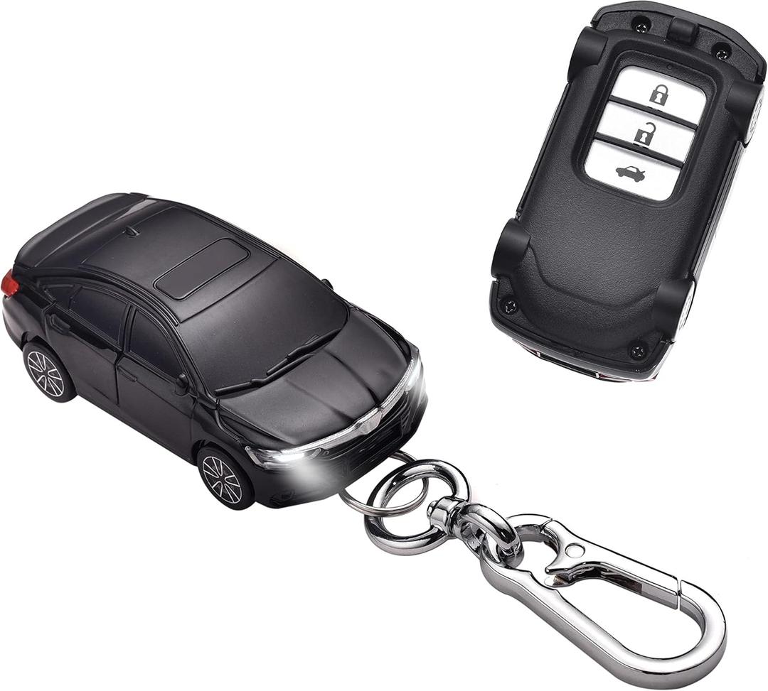 for Honda Key Fob Cover Key Shell Upgraded Version with lamp, Compatible with Honda Accord Civic CRV Pilot Odyssey Passport Smart Remote Key - Black