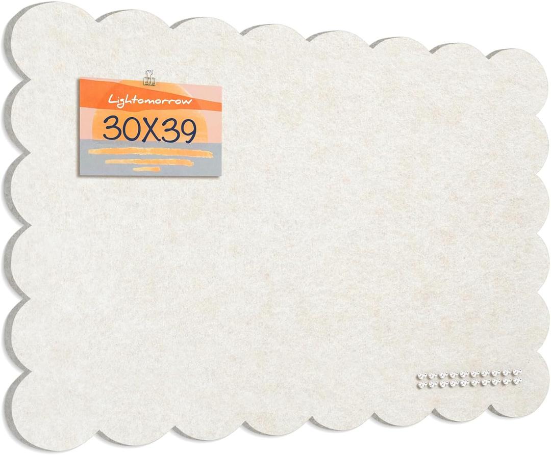 Scalloped Bulletin Board 40x30 inches, Decorative Felt Pin Board for Wall