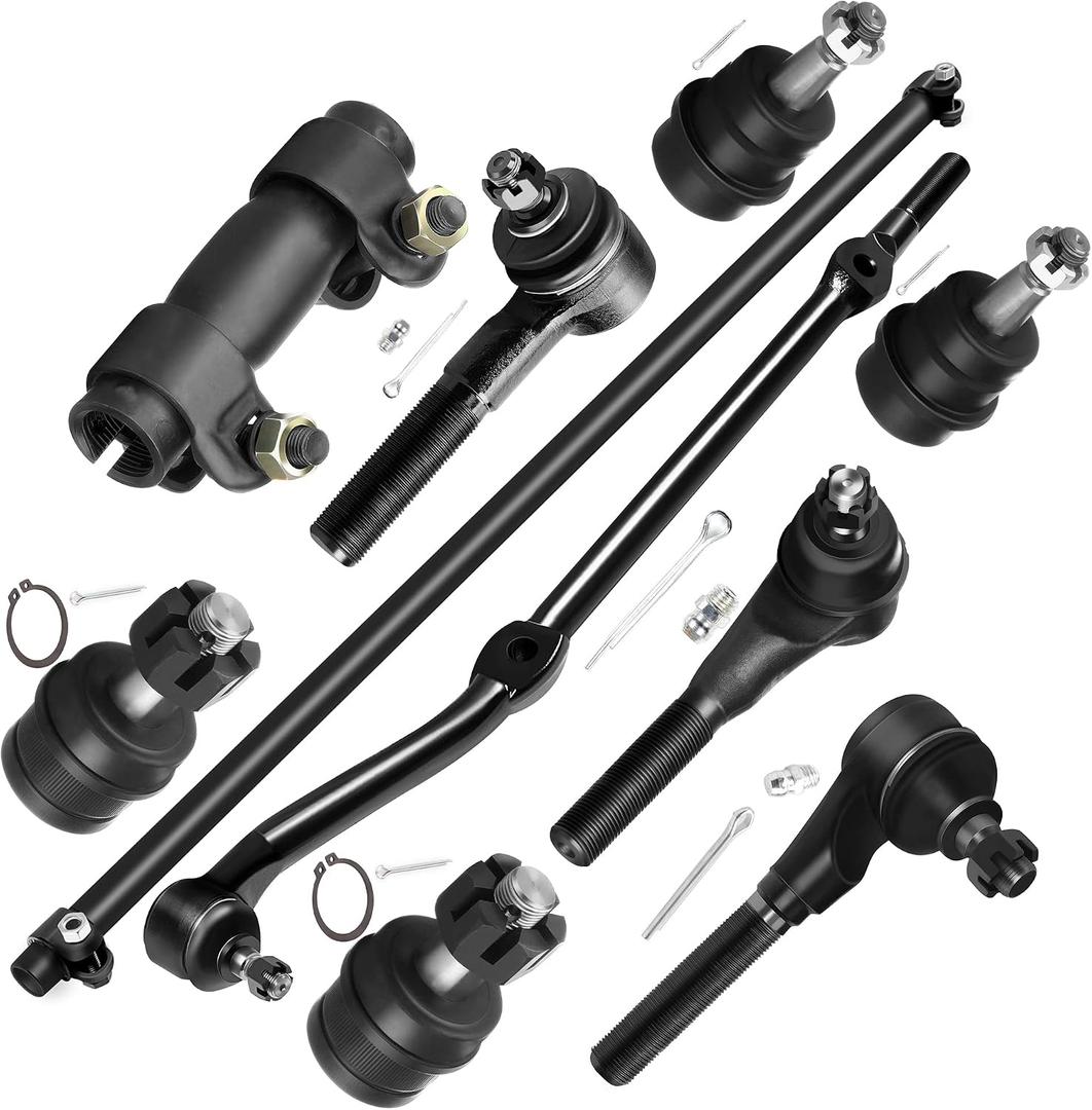 SCITOO 10pcs Front Suspension Kit Lower Upper Ball Joint Inner Outer Tie Rod Ends Adjusting Sleeve Fit 1991-2001 For Jeep For Cherokee 1991-1992 Comanche