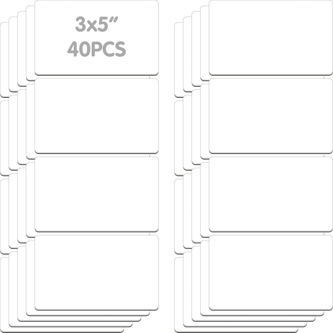Magnetic Blank Label, 40 PCS Dry Erase Reusable Name Tag Stickers White Reusable Magnets for Whiteboards Locker Fridge School Office Home (Each Measures 3" x 5")