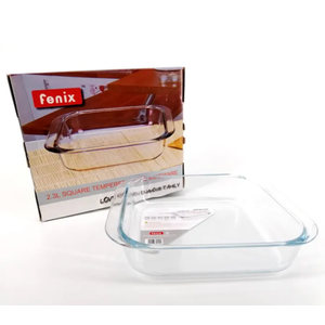 Fenix Square Glass Dish Bowl, 2.3L