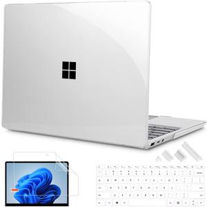 Mektron Clear Case for 13.5" Microsoft Surface Laptop 5/4/3 Metal Palm Rest Model 1951/1868,2019/2021/2022 Plastic Hard Shell Cover with Screen Protector + Keyboard Cover + Dust Plug, Crystal Clear