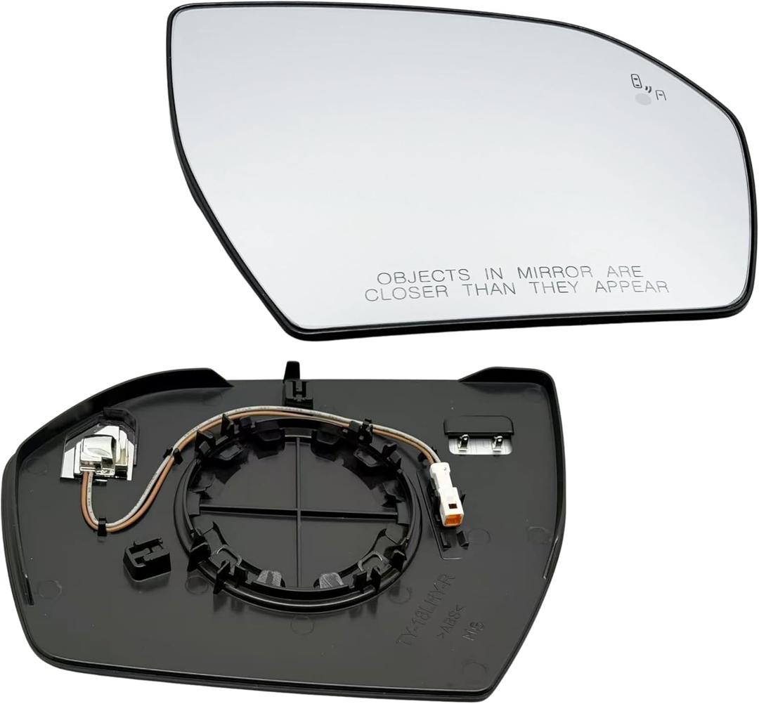 Passenger Side Mirror Glass with Heated Blind Spot Detection, Compatible with 2018-2019 Ford Expedition, 2018-2019 Lincoln Navigator (Passenger Blind Spot No-Anti-glare)