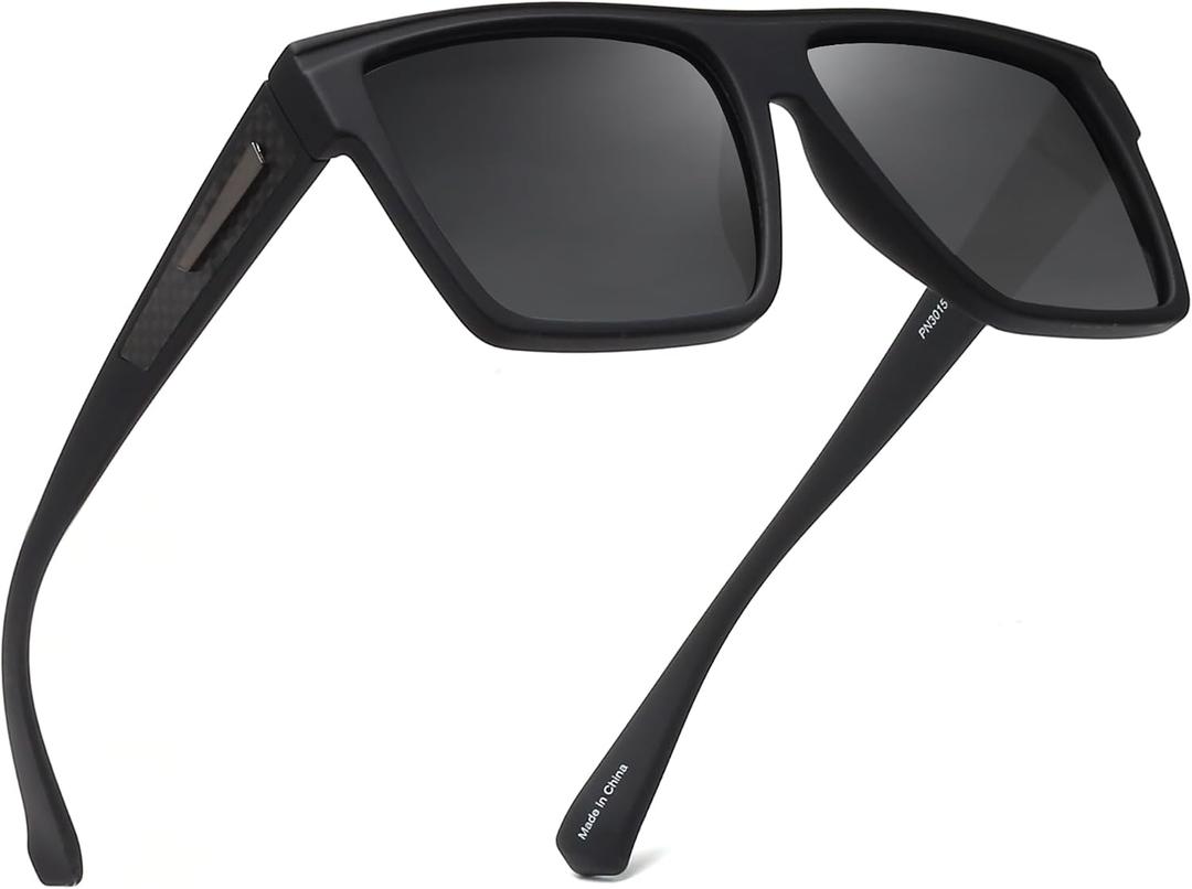 JIM HALO Retro Polarized Sunglasses Men Women Flat Top Square UV400 Glasses for Driving Fishing Hiking Golfing