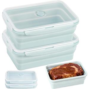 Extra Large Collapsible Silicone Food Storage Containers With Lids & Air Vent, 2 Pack 2000ml/68oz, XXL Foldable Marinade Container for Kitchen, Camping, Dishwasher, Microwave, Freezer Safe, BPA Free