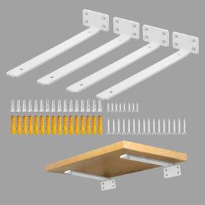 Alise Floating Shelf Brackets White, 4 Pcs L Brackets for Shelves,10'' Hidden Invisible Shelf Brackets, 1/5" Inch Thick Heavy Duty Metal Wall Shelf Support Corner Brackets for Home and Mounting Shelf