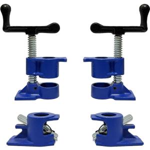 HENBOW 3/4" Pipe Clamp,Wood Gluing Pipe Clamp Set,Heavy Duty Cast Professional Pipe Clamps Tools,Cast Iron Wood Clamps Quick Release for Woodworking Improvement and Diy Projects(2Pack-Blue)