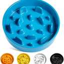 LE TAUCI Ceramic Slow Feeder Dog Bowls Small Breed, 0.6 Cups Dog Food Dish for Fast Eaters, Puzzle Bowl for Small Dogs and Cats,Vortex Blue
