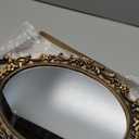 Vintage Decorative Gold Framed Mirror, Wall Hanging Mirrors & Tabletop Tray for Bedroom Living Room Dresser Decor, Oval- 9.6" W x 14.3" L (Bronze)