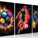 BGFCE Canvas Wall Art Decor, Paintings Art Game Controller Color Splash Ink Canvas Painting, Posters for Room Aesthetic, Soccer Canvas Wall Art for Boys Room Decor 12×16 - Unframed Set of 3