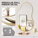Hasipu Irregular Wall Mirror - 35"x20" Asymmetrical Mirror, Modern Decorative Mirrors for Living Room, Entryway, Hallway, Bathroom, Bedroom,Wall Mounted Home Decor (Gold)