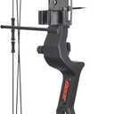 Bear Archery Brave Compound Youth Bow Set, Right Handed, Ages 8-12, Draw Weight up to 25lb, Draw Length up to 19.5", Accessories: Whisker Biscuit Arrow Rest, Bow Sight & Finger Rollers, Black, 26 in.