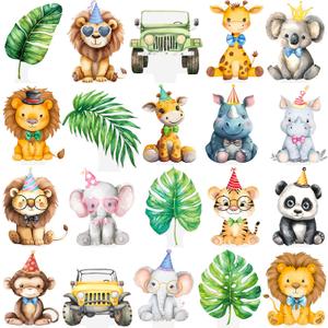 48pcs Jungle Safari Animal Cupcake Toppers Safari Baby Shower Decoration for Jungle Animal Birthday Party Baby Shower Supplies