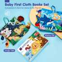 hahaland Baby Toys 0-6 Months - Crinkle Books for Babies 2-Pack, Soft Cloth Sensory Touch Feel Baby Book 6-12 Months, Infant Tummy Time Toys 3 Month Newborn Baby Boys Gifts Christmas Stocking Stuffers