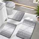 OLANLY Bathroom Rugs Sets 4 piece, Soft Microfiber Bath Mat, Light Grey, 30" X 20" + 24" X 16" + 24" X 20" + 17.5" X 15"