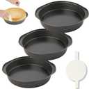 6 Inch Cake Pan - 3PCS Nonstick Round Cake Pans with 100 PCS Parchment Paper, Carbon Steel Smash Cake Baking Pans with Handle, Dishwasher Safe