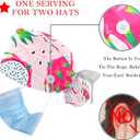 FFLOWER Aesthetic Pink Dragon Fruit Working Caps with Buttons, Long Hair Scrub Hats Ponytail Holder for Women, Multicoloured 02