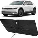 Proadsy Windshield Sun Shade Umbrella for Hyundai Ioniq 5 2022-2025 2026 Foldable Car Umbrella Sunshade with Soft TPU Handle Spring Structure Crystal Cooling Material Protect Car from Rays & Heat