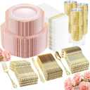 YOUBET 700PCS Pink Plastic Plates - Pink and Gold Plates - Luxury Pinks Dinnerware Set Include 200 Disposable Plates, 300 Heavy Duty Silverware, 100 Cups, 100 Napkins for Wedding Party Mothers Day