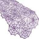 Purple Halloween Table Runner, 72 Inches Long Black Lace Spider Web Table Runner Backdrop Halloween Decorations Indoor Desk Centerpiece Kitchen Coffee Accessories Farbic Decor Topper