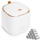 Mini Countertop Trash Can with 10 Rolls of Trash Bags, Waste Can with Press Type Lid, Desktop Trash Can Applicable for Bathroom Vanity,Coffee Table,Offices,Waste Basket