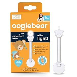 oogiebear Brite - Baby Nose Cleaner and Ear Wax Removal Tool. Baby Gadget with Nighttime LED Light. Safe Snot Booger Picker for Newborns, Infants & Toddlers