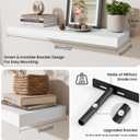 Fun Memories Floating Shelves for Wall, 32 Inch Long Floating Shelves Set of 2, 32 x 10 Wooden Shelves for Wall, Large Storage Shelves, Hanging Shelves for Bathroom Kitchen Bedroom, White, 32W x 10D x 1.5H