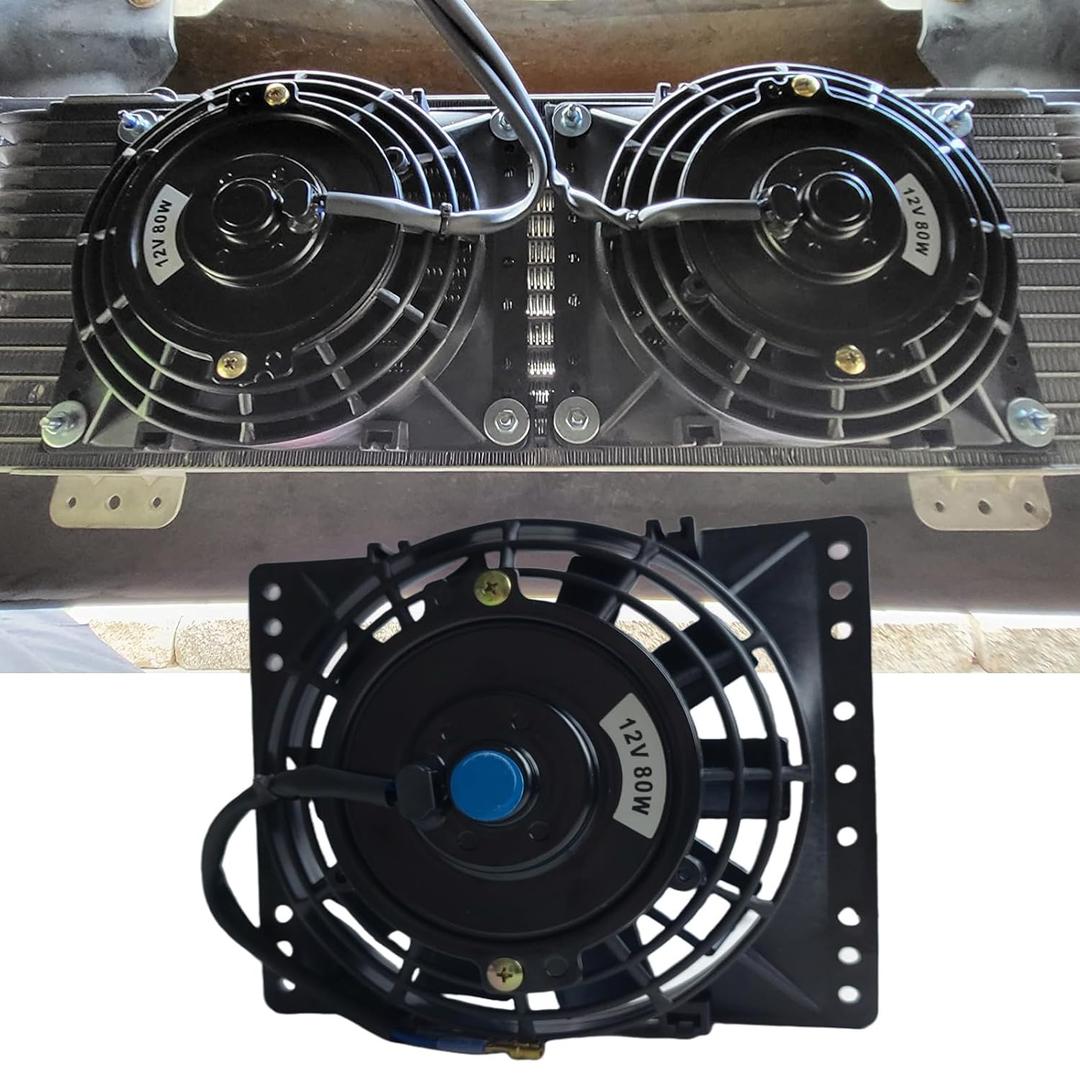 6 Inch Slim 650CFM Radiator Cooling Fans Universal Slim Pull 12V 80W Direct Replacement Electric Fan with Mount Kit