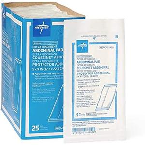 Medline NON21450H Sterile Abdominal Pads, Super Absorbent Pad, 5"X9", 25 Count